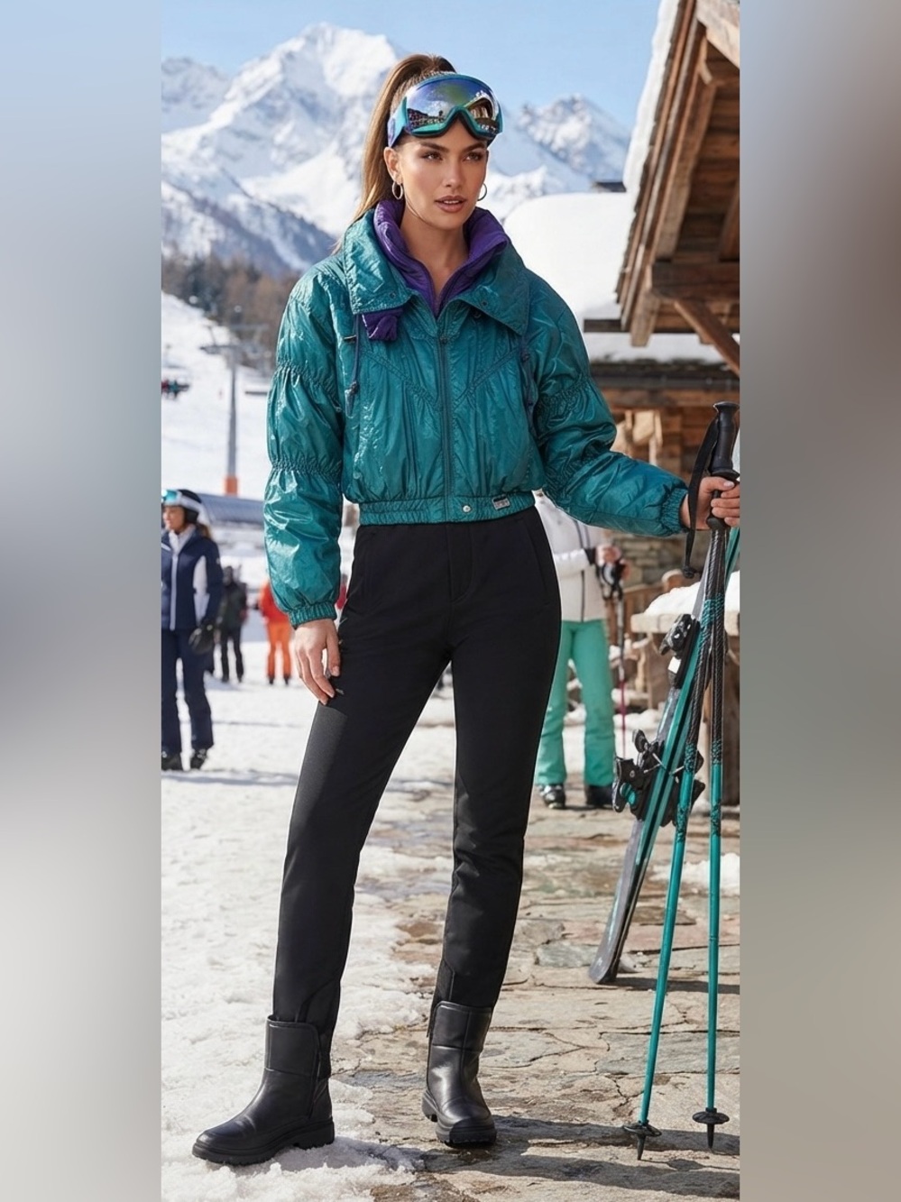 80’s/90’s Vintage Teal and Purple Ski Suit